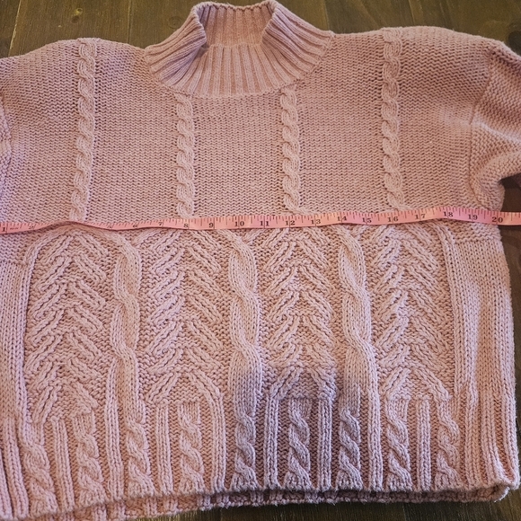 IDIOMS VINTAGE 80s WOMEN'S PINK CHUNKY CABLE KNIT TURTLENECK SWEATER SIZE MEDIUM - Picture 8 of 9